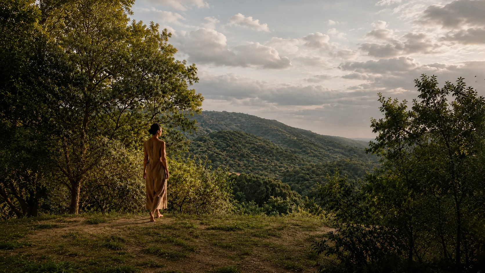 Una habitante contempla el paisaje desde su terreno