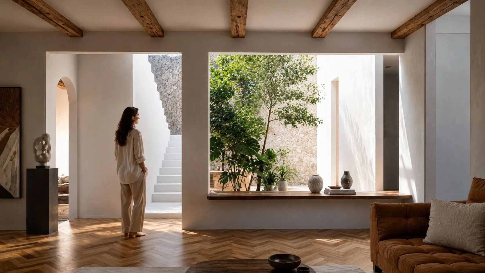Casa Olivar, patio interior y escalera
